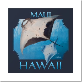 Maui Hawaii Manta Rays Sea Rays Ocean Posters and Art